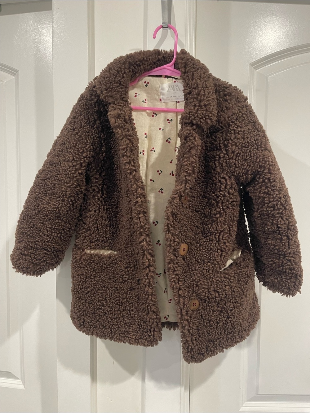 Zara Kids Dark Brown Sherpa Puffer Coat